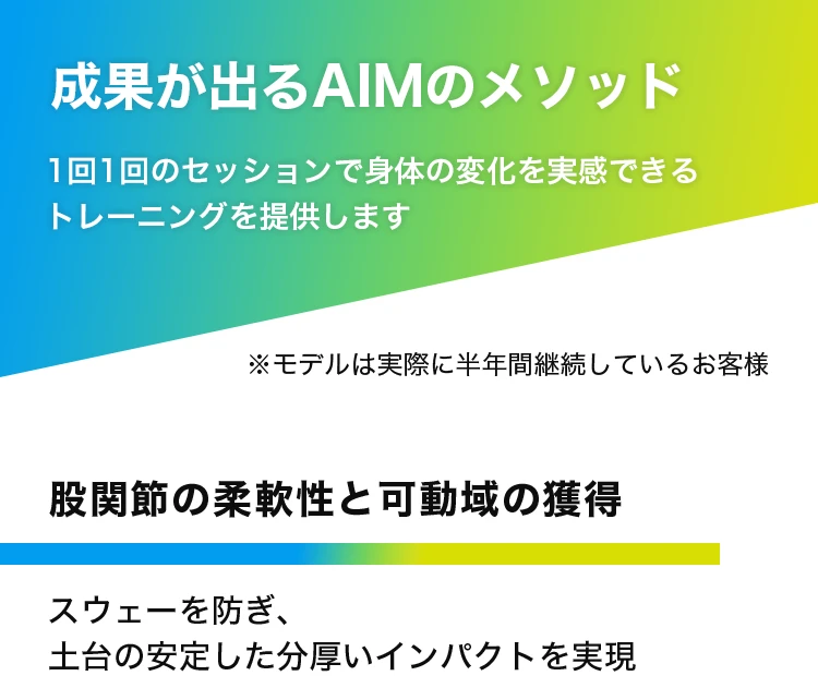 成果が出るAIMのメソッド 股関節の柔軟性と可動域の獲得
