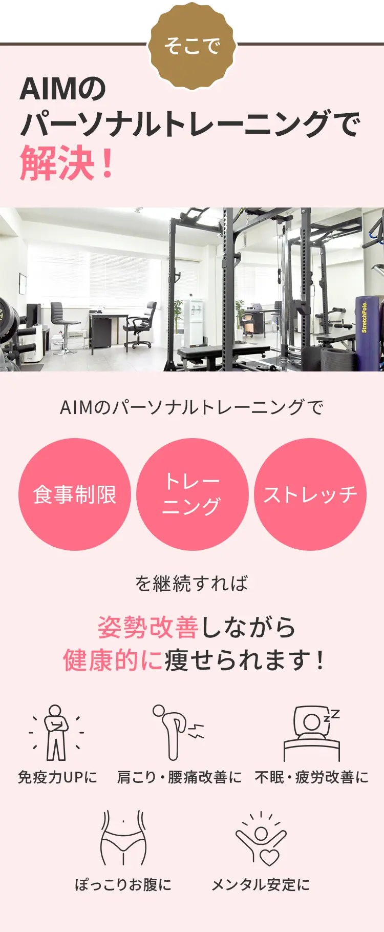 AIMのパーソナルトレーニングで解決！