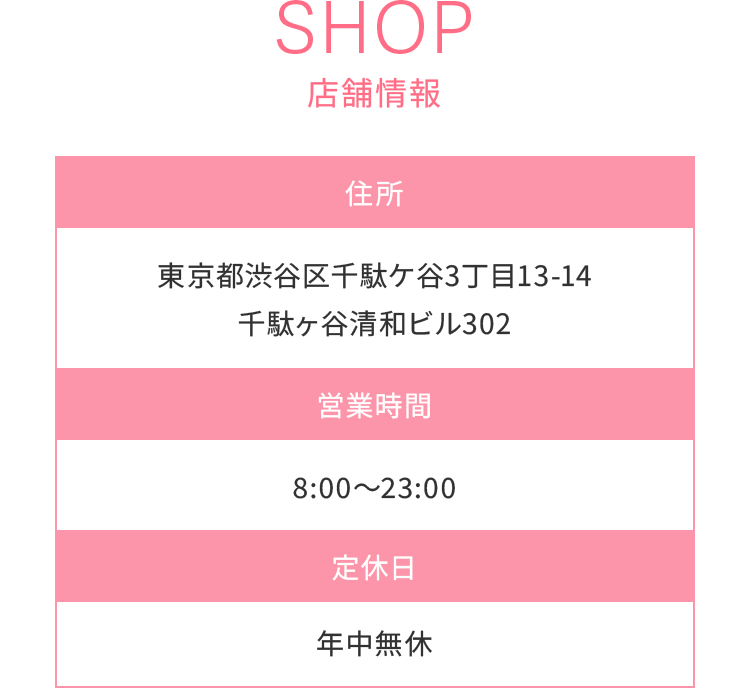 SHOP 店舗情報