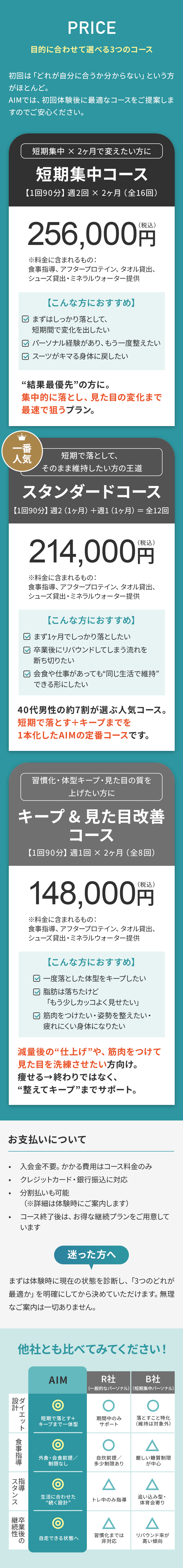 PRICE 目的に合わせて選べる3つのコース